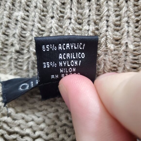 August Silk Women's Tan Short Sleeve Large Button Acrylic Ribbon Knit Cardigan L - Picture 5 of 6